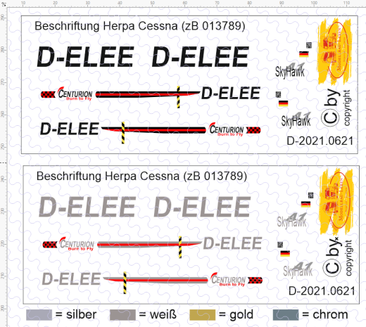 D-2021.0621 Decals Sportflugzeug Cessna 1:87 (zB Herpa Minikit 013789)