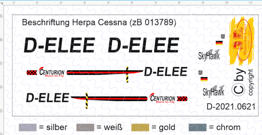 D-2021.0621 Decals Sportflugzeug Cessna 1:87 (zB Herpa Minikit 013789)