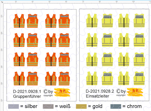 D-2021.0928 Einsatzwesten Decalsatz 8 Stück 1:87