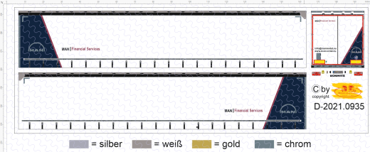 D-2021.0935 Decalsatz MAN Finacial Services Auflieger in 3 Versionen 1:87