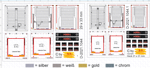 D-2021.1044 verschiedene Tiertransport Trailerhecks 29 x 33 mm und Schmutzlappen - 1:87