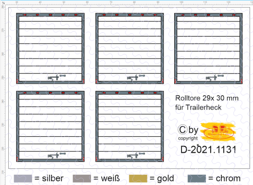D-2021.1131 Rolltordecal für Trailerheck 29 x 30 mm 5 Stück 1:87