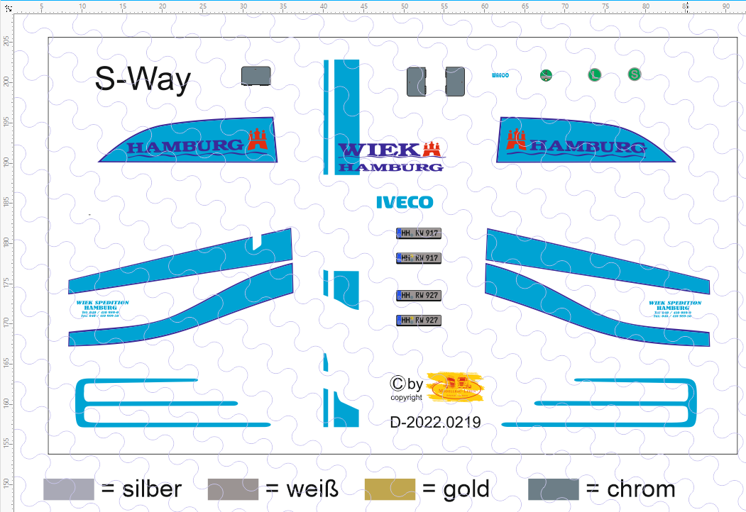 D-2022.0219 Decalsatz Wiek Hamburg Zugmaschine Iveco S-Way - 1 Stk - 1:87
