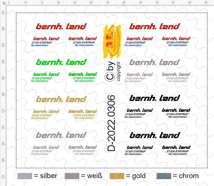 D-2022.0306 - Bernhard Land Ergänzungssatz Fahrerhaus Beschriftung in versch. Farben 1:87