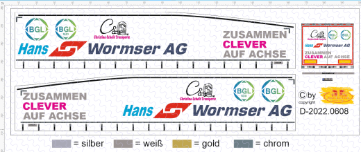 D-2022.0608 - Decalsatz Hans Wormser AG mit Eco Flex Auflieger- 1:87