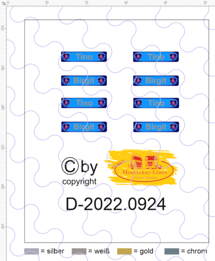 D-2022.0924 Scania Vabis Namensschild 8 Stück - 1:87 Decal mit Wunschnamen