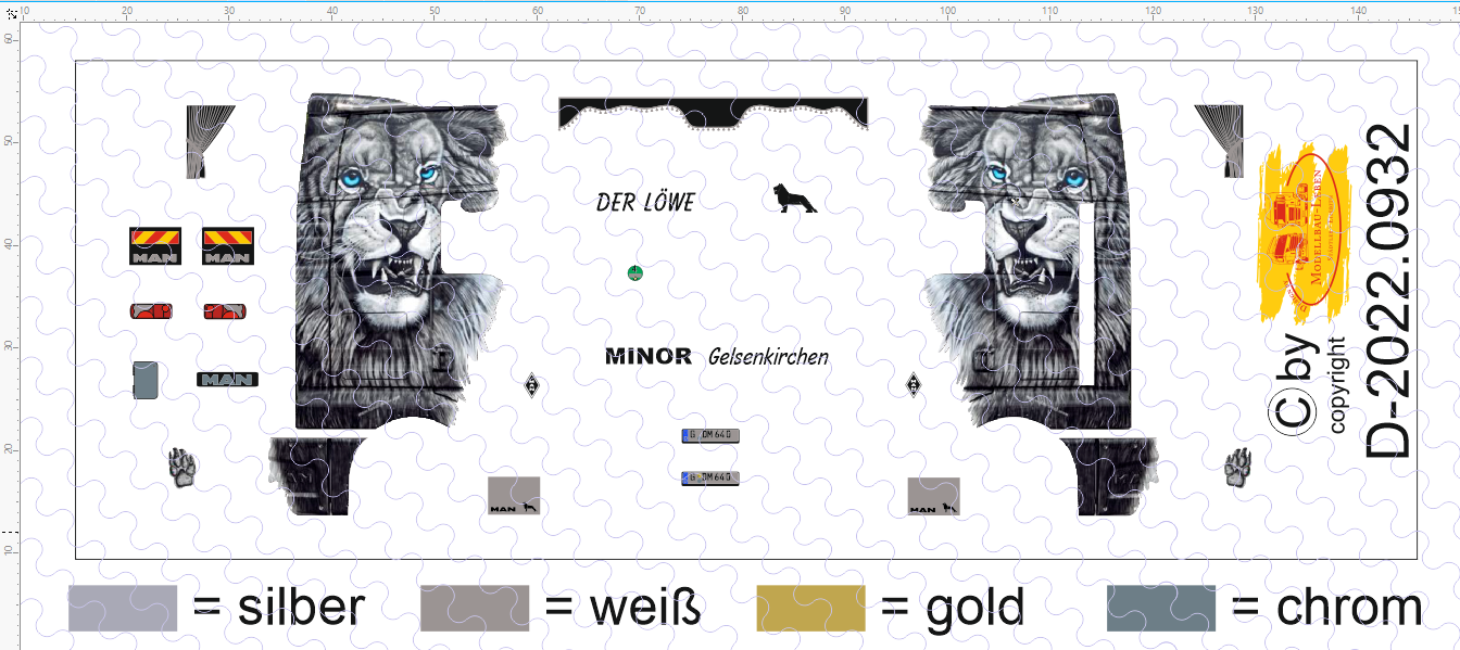 D-2022.0932 - Decalsatz Der Löwe - Minor Gelsenkirchen MAN Zugmaschine - 1 Satz 1:87