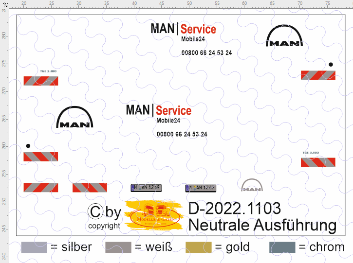 D-2022.1103 - Decalsatz MAN TGE Service Fahrzeug Neutral 1 Stück 1:87