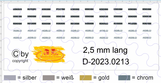 D-2023.0213 - Decalsatz Mercedes Benz Typenschilder 209D, 508D, 609D, 406D und 409D - 1:87