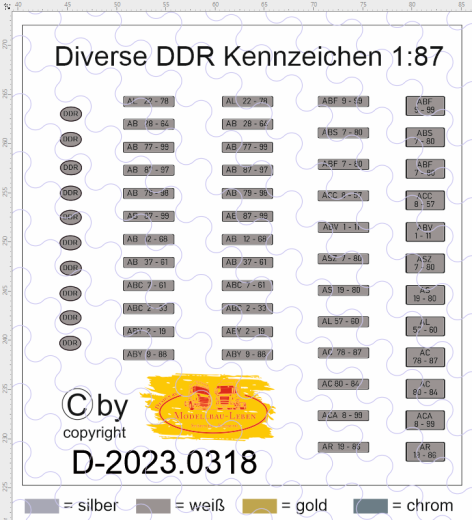 D-2023.0318 - Decalsatz DDR Kennzeichen 24 Paar - 1:87