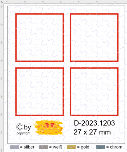 D-2023.1203 Decalsatz Heckkonturen Warnmakierung rot, 27 x 27 mm 4 Stück 1:87