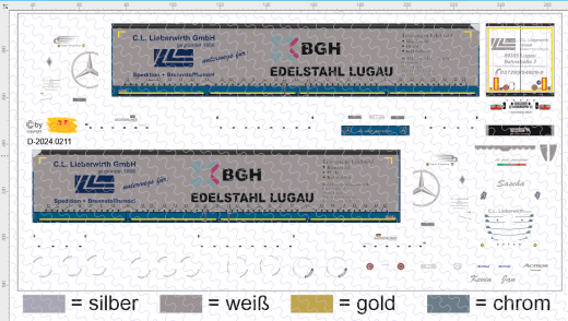 D-2024.0211 - Decalsatz Spedition Lieberwirth - 1:87 Zugmaschine und Auflieger