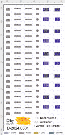 D-2024.0301 - Decalsatz DDR Kennzeichen , Länderaufkleber und TIR Schilder- 1:87