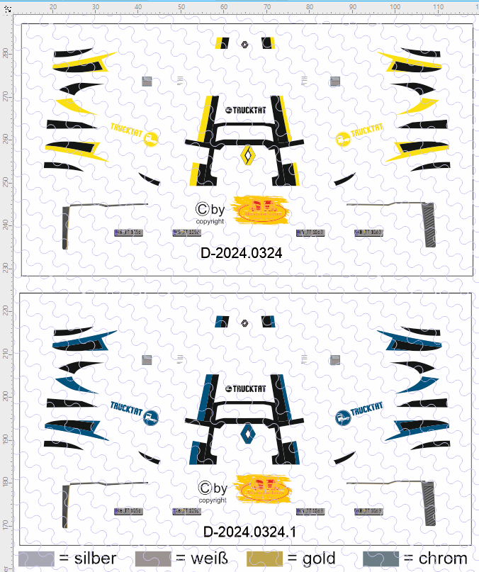D-2024.0324 - Decalsatz Renault T für Fahrerhaus - Trucktat Design - 1 Satz 1:87