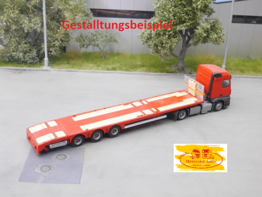 EM100 Bausatz Lowliner Flachbett Auflieger 3achs 1:87