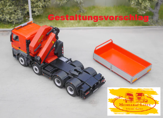 EM177 Komplettbausatz 4 achs Pritschen LKW mit Ladekran ohne Kabine 1:87