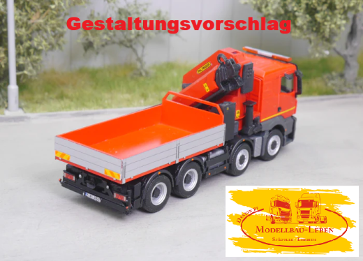 EM177 Komplettbausatz 4 achs Pritschen LKW mit Ladekran ohne Kabine 1:87