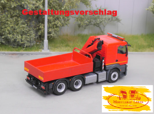 EM180 Komplettbausatz 3achs Pritschen LKW mit Ladekran ohne Kabine 1:87