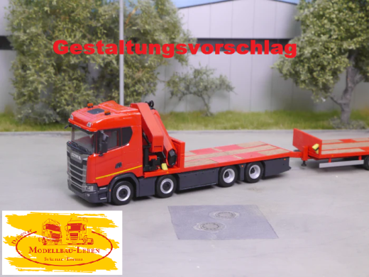 EM183 Bausatz Tandem Hängerzug Pritsche Ladekran ohne Bordwände 1:87