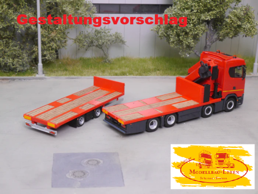 EM183 Bausatz Tandem Hängerzug Pritsche Ladekran ohne Bordwände 1:87