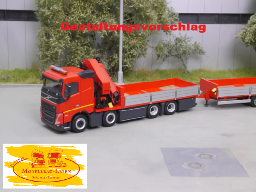 EM184 Bausatz Tandem Hängerzug Pritsche Ladekran mit Bordwände 1:87
