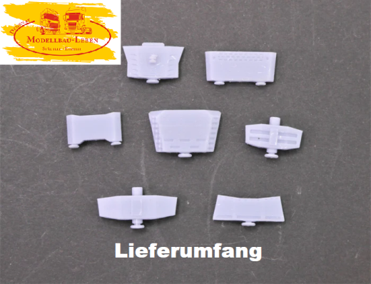 EM632 7x verschiedene Frontabstützungen für Ladekran LKW´s 1:87
