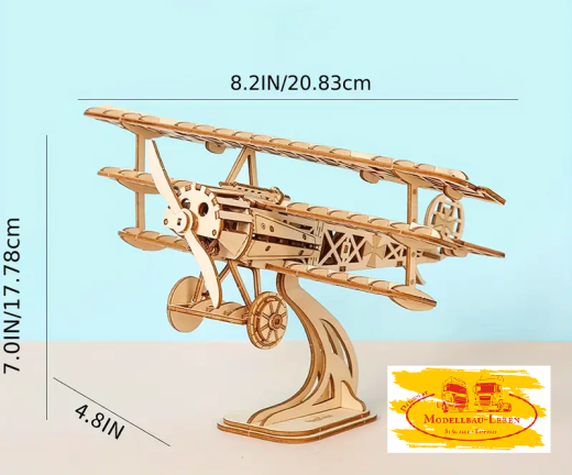 LG813 - 3D Holz Puzzle - Montage-Modellbausatz, Kreatives Bastel - Flugzeug, Doppeldecker, 105 Teile