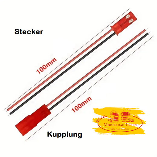 H143w Steckverbindung Kabel Akku Kupplung / Stecker 2 Pol. rot