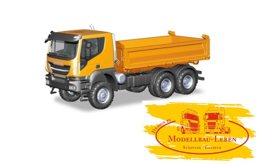 Herpa 309998 Iveco Trakker 6x6 Baukipper-LKW, kommunalorange Formneuheit 1:87