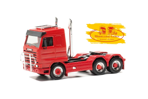 Herpa 316743 Scania 143 Streamline Zugmaschine 3achs, rot mit diversen Chromteilen 1:87