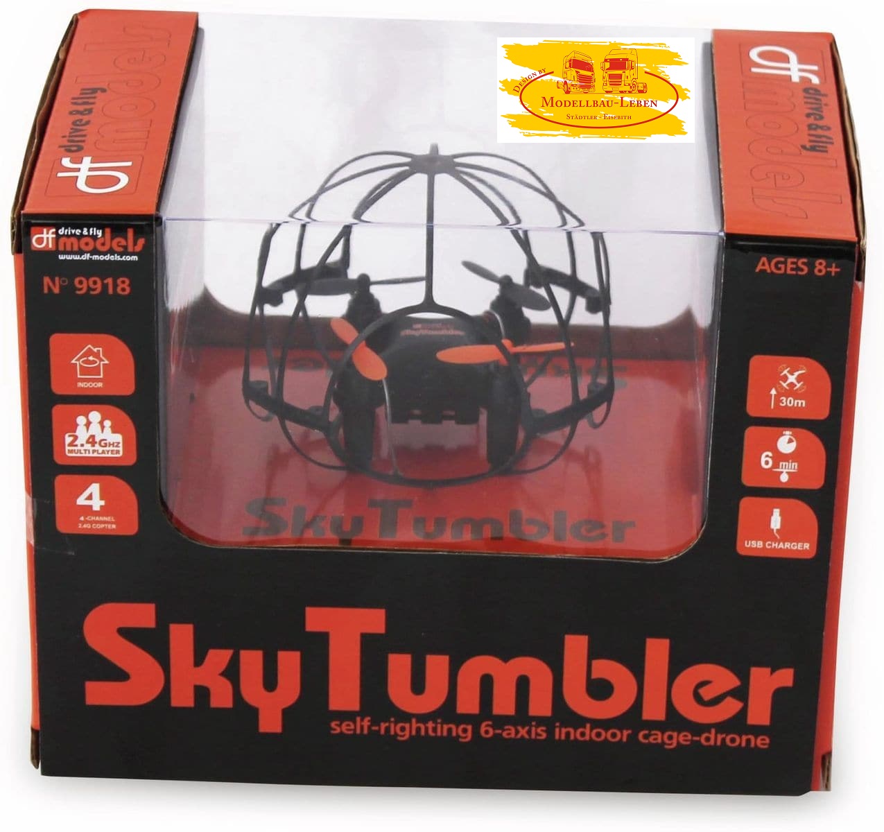 DF MODELS 9918 SkyTumbler Quadcopter, Indoor-Cage-Drone 1 Stück