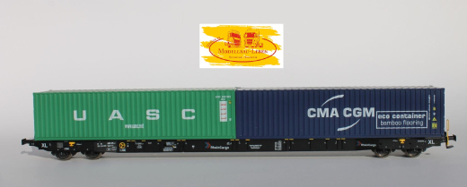 Igra Model 96010057 Container Tragwagen 2x 40 ft. Sggnss 80 Rhein Cargo - NEU 1:87