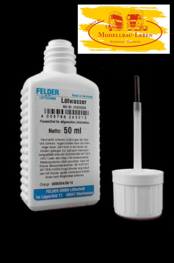 LW50 Felder Lötwasser 50ml Flussmittel Löten Weichlot incl. Pinsel DIN EN29454-1
