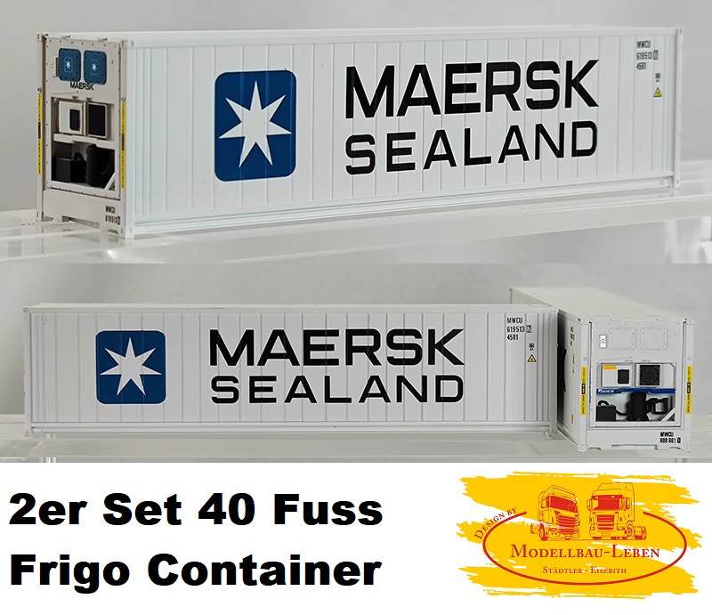 PI12400 2er Set 40 Frigo Container MAERSK Sealand, weiß 1:87