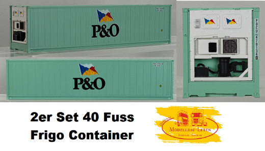 PI12405 2er Set 40 Frigo Container P&O , mintgrün 1:87