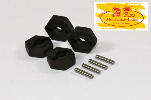 Team C Racing T02115 Wheel Hub Hexagonal + Pin 4 Stück 2WD Buggy 6 Kant Radmitnehmer