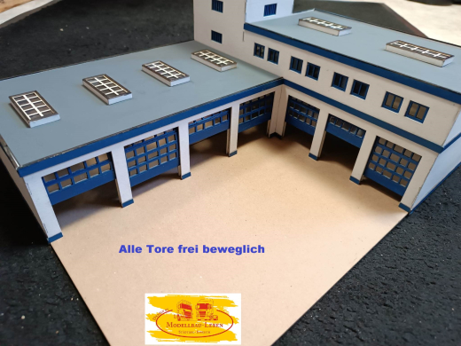 Z-0248 Lasercut THW Wache Gerätehaus Schlauchturm, 4er und 3er Fahrzeughalle 1:87