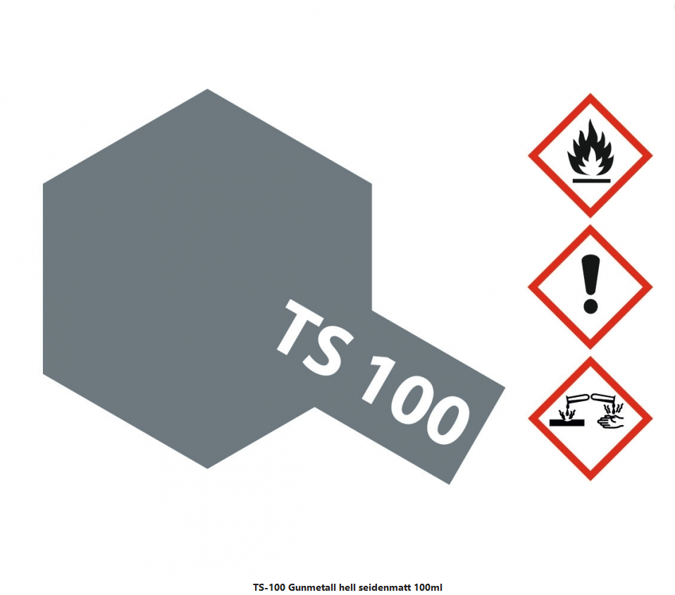 Tamiya 300085100 TS-100 Gunmetall hell seidenmatt 100 ml