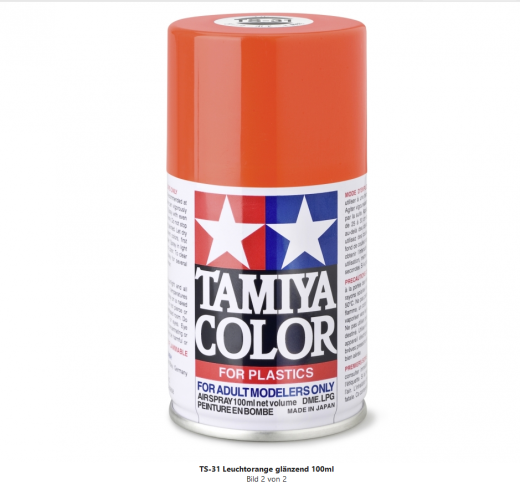 Tamiya 300085031 TS-31 Leuchtorange glänzend 100ml