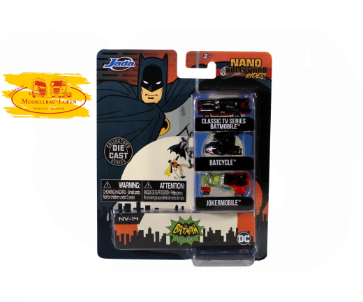 Jada Toys 253211001 - 3-Car Set Nano Cars Batman Classic TV Series 1966