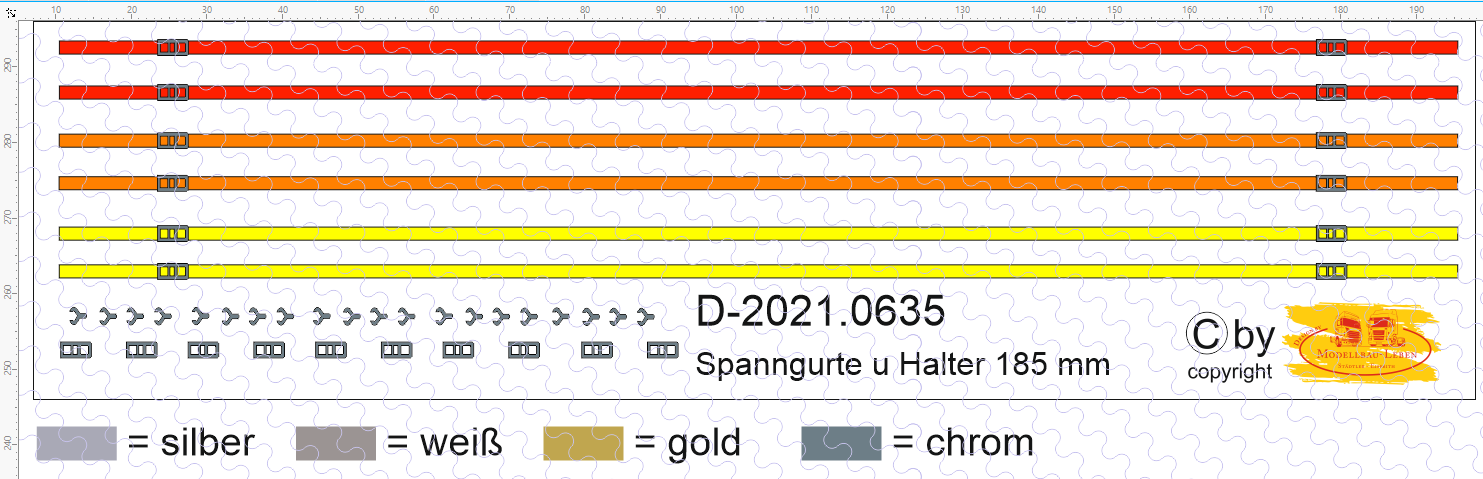 D-2021.0635 Decals Spanngurte u Halter 185 mm - 1:87