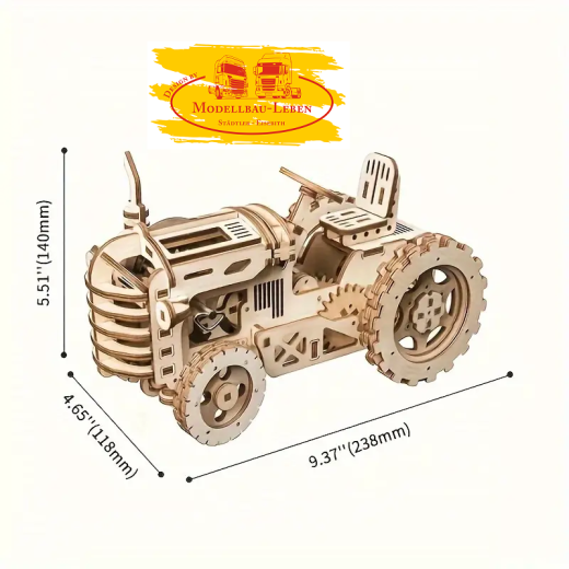 LK-401 Robotime - 3D Holz Puzzle - Montage-Modellbausatz, Kreatives Bastel - Traktor 135 Teile