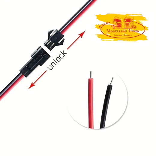 H1401w Steckverbindung Kabel Akku Kupplung / Stecker 2 Pol. schwarz