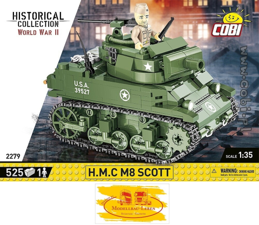Cobi 2279 Historical Collection World War II H.M.C M8 Scott Bausatz 525 Teile 1 Figur