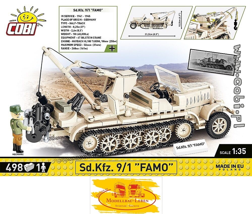 Cobi 2281 Historical Collection World War II Sd.Kfz. 9/1 Famo Bausatz 498 Teile 1 Figur