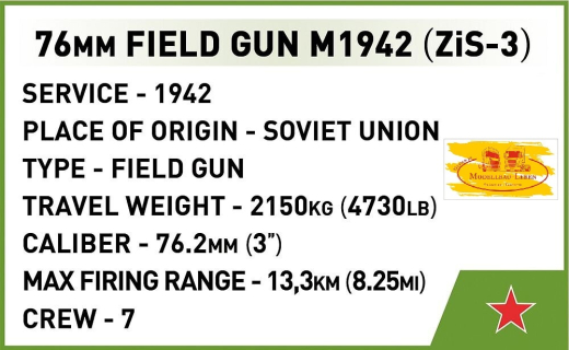 Cobi 2293 Historical Collection World War II ZiS-3 76 mm Divisional Gun M1942 Bausatz 130 Teile 1 Fi