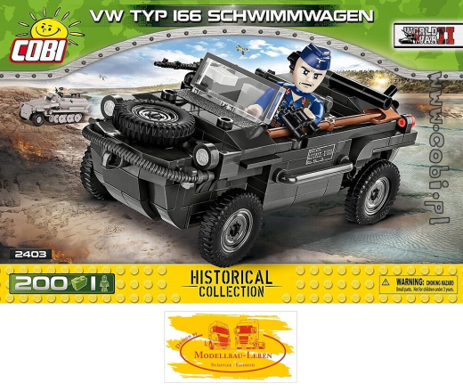 Cobi 2403 Historical Collection World War II VW Typ 166 Schwimmwagen Bausatz 200 Teile 1 Figur