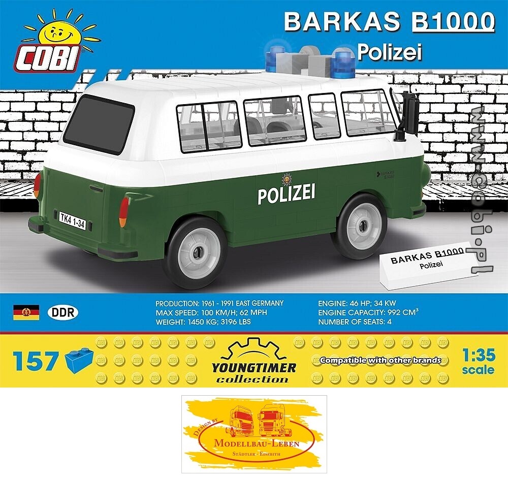 Cobi 24596 Youngtimer Collection Barkas B1000 Polizei Bausatz 71 Teile