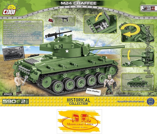 Cobi 2543 Historical Collection World War II M24 Chaffee Bausatz 588 Teile 2 Figuren