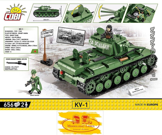 Cobi 2555 Historical Collection World War II KV-1 Bausatz 590 Teile 2 Figuren